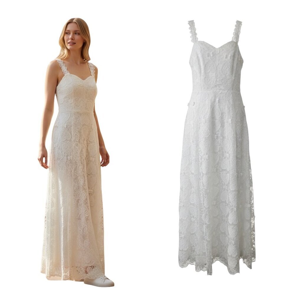 Elliatt Elania Lace Midi Dress Ivory Bridal Romantic S NWT
